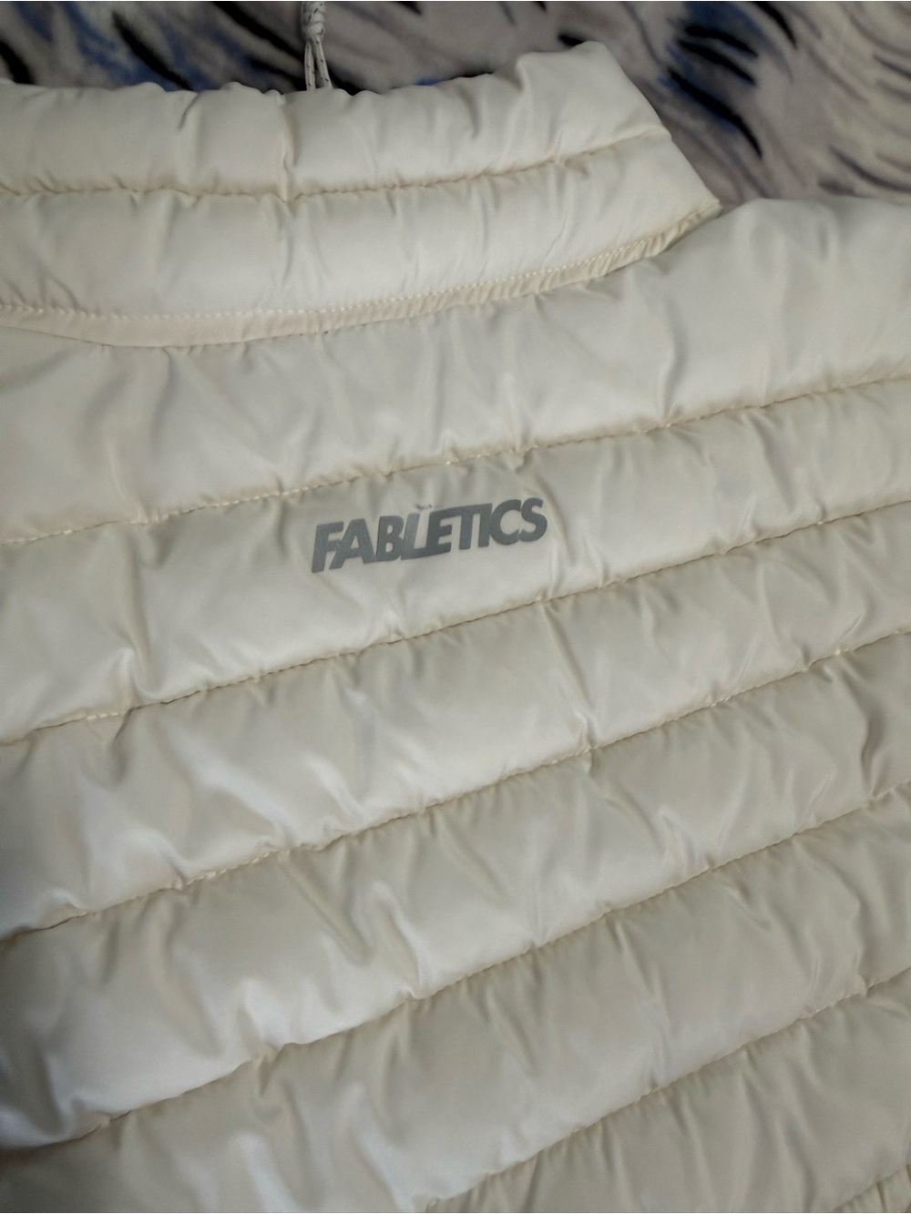 Fabletics Cream Quilted Cropped Puffer vest